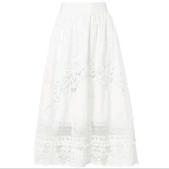 🥳HP Place Nationale x Free People Baleine Lg White Crocheted Lace Midi Skirt - Picture 6 of 9